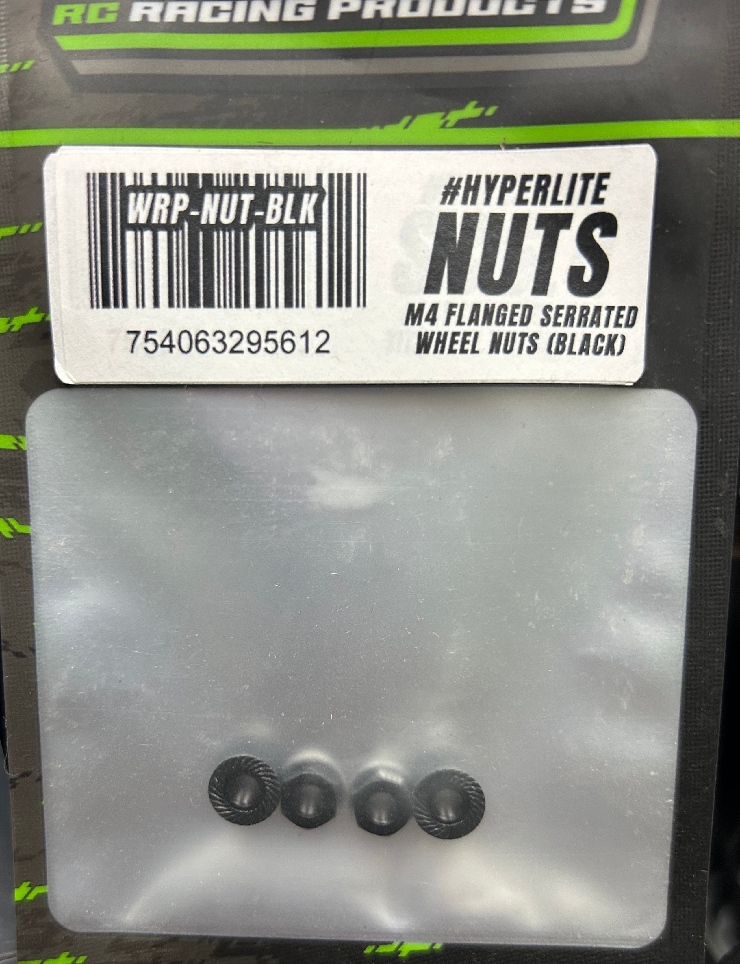 M4 Flanged Serrated Wheel Nuts Black