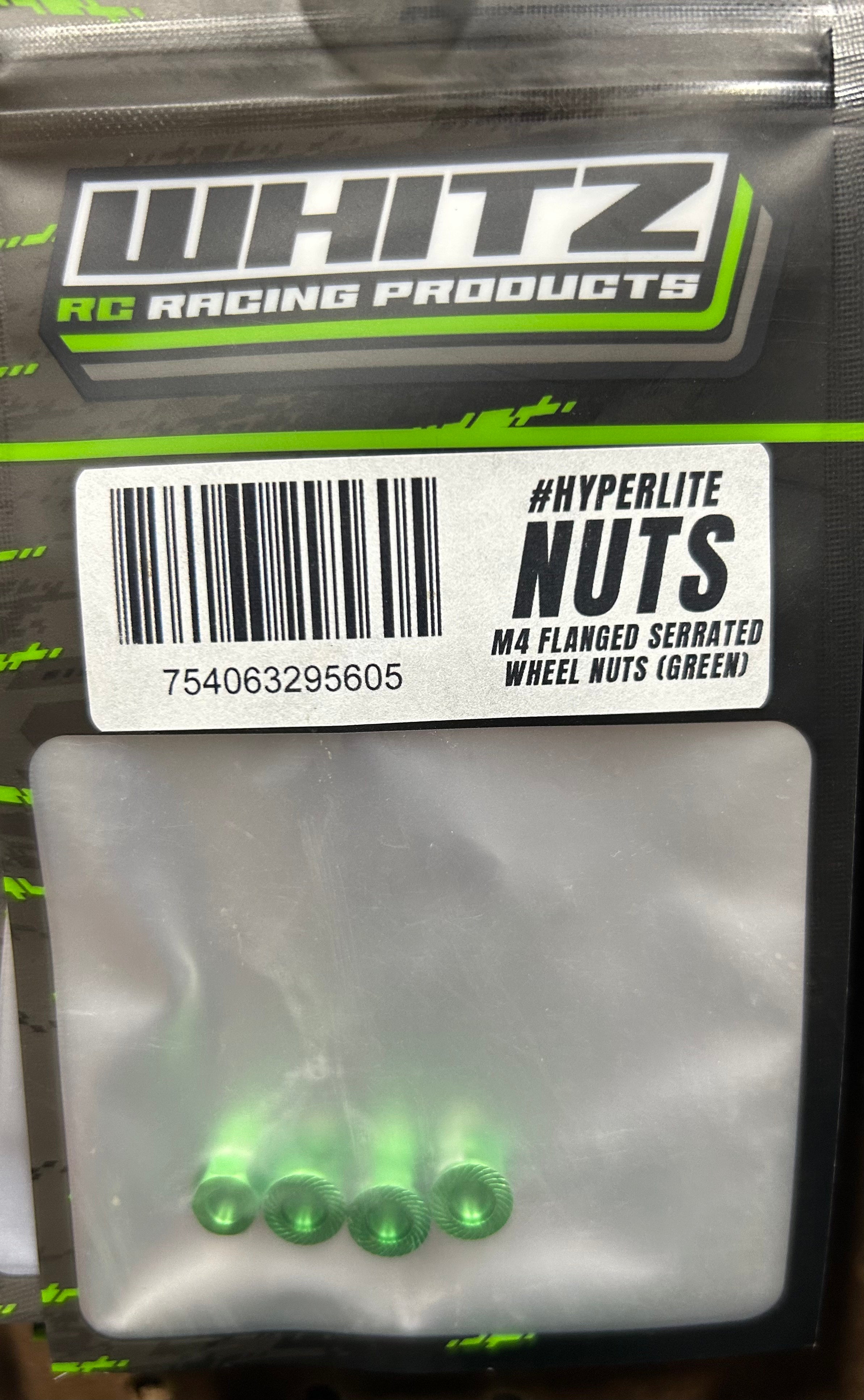 M4 Flanged Serrated Wheel Nuts Green