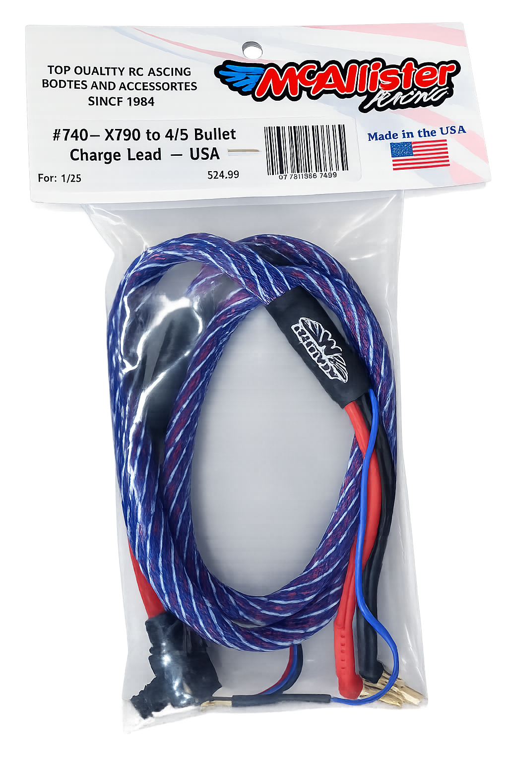 McAllister  XT90 to 4/5mm bullet XL Charge Lead 36” for 1s/ 2s